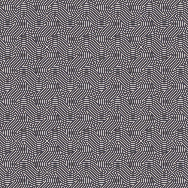 Этнический восточный линейный бесшовный узор вектор винтажный серый абстрактный фон переплетение тонких изогнутых линий элегантные бесконечные обои декоративный орнамент повторяющийся узор тонкая геометрическая текстура
