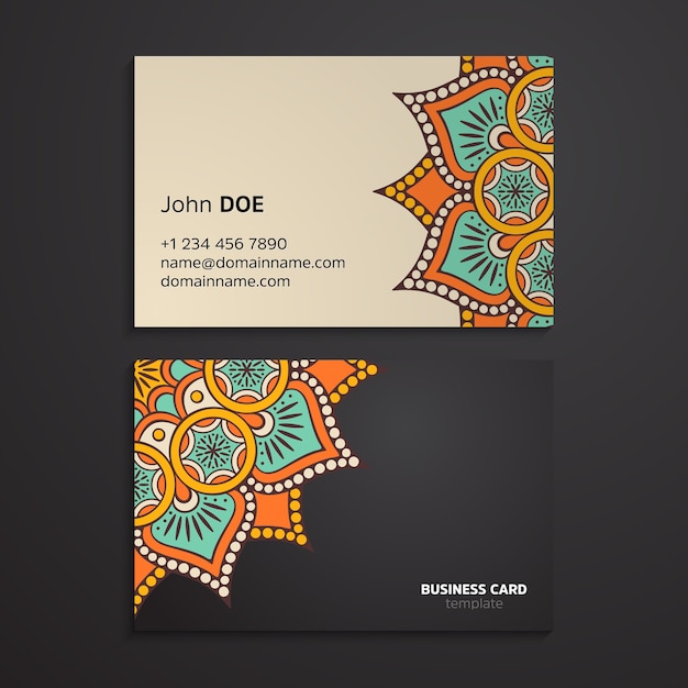 Vector ethnic oriental mandala business card template