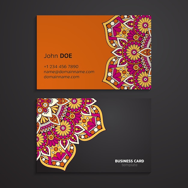 Vector ethnic oriental mandala business card template