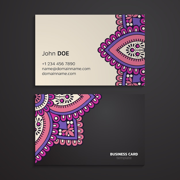 Vector ethnic oriental mandala business card template