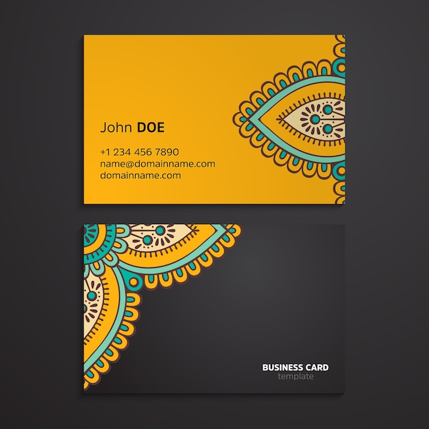 Vector ethnic oriental mandala business card template