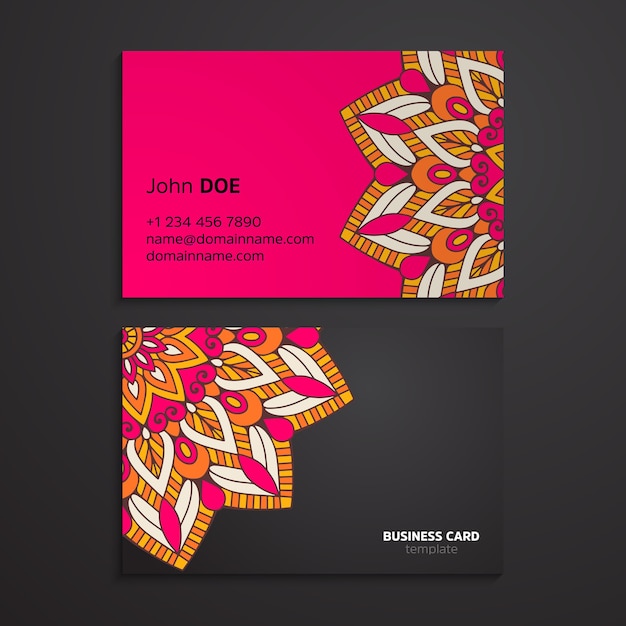 Vector ethnic oriental mandala business card template