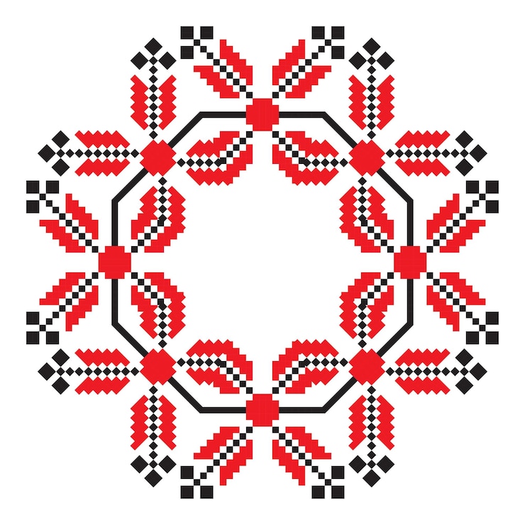 Vector ethnic ornament mandala geometric patterns in red color