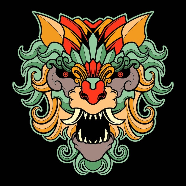 ETHNIC ORNAMENT WOLF HEAD ILLUSTRATION