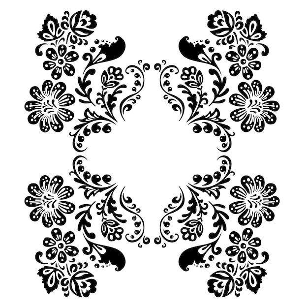 ethnic painting elements boho flowers vintage vector