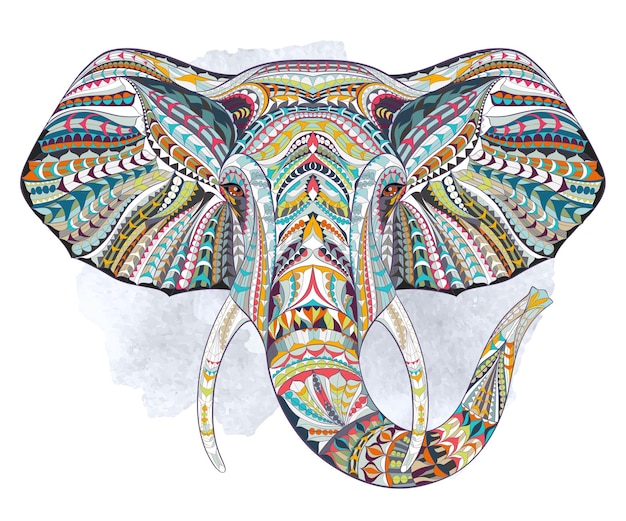 Vector ethnic patterned head of elephant