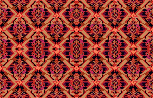 Ethnic seamless fabric pattern Abstract traditional folk antique vintage retro blurred graphic line