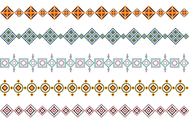 ベクトル エレメントプリントのためのカラフルな手描きのドードルスタイルの幾何学形状の民族的伝統的なシンボル