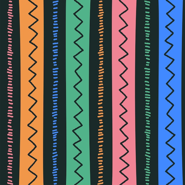 民族 部族 幾何学的な民俗 インド スカンジナビア ジプシー メキシコ自由奔放に生きる アフリカ 飾り テクスチャ シームレス パターン ジグザグ ドット ライン 縦縞 カラー プリント テキスタイル 背景 ベクトル イラスト