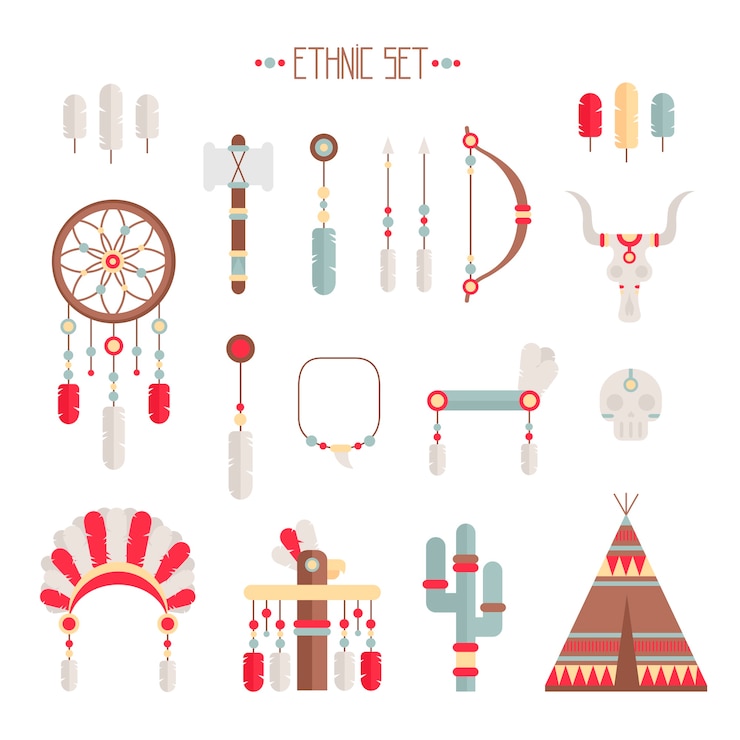 Vector ethnic tribal set  in native style