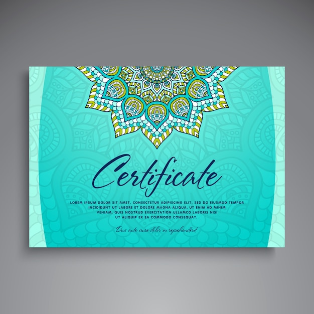 Ethnic turquoise certificate template