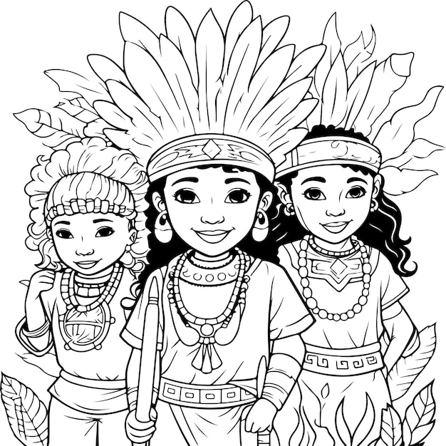 Vector ethnicity coloring page