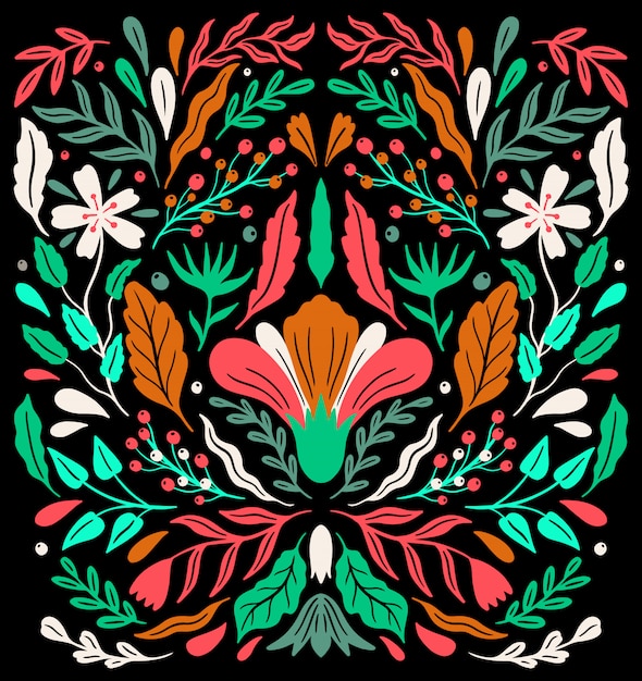 Ethno folk decorative floral ornament.