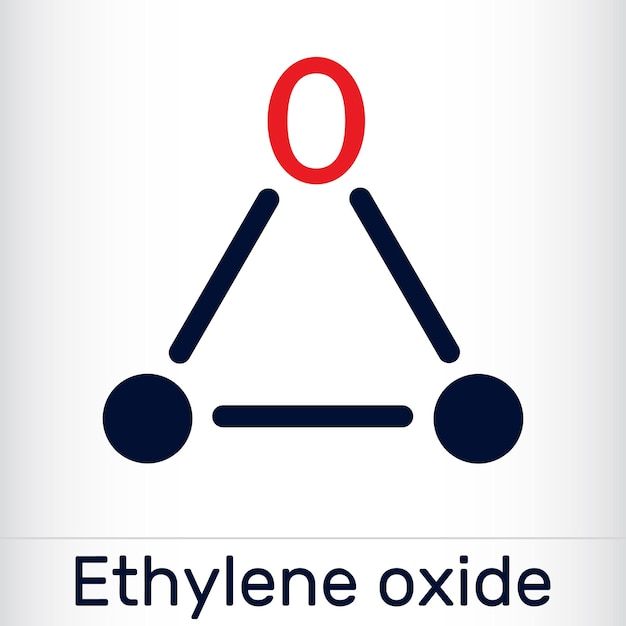 Molecola di ossido di etilene ossirano c2h4o formula chimica scheletrica