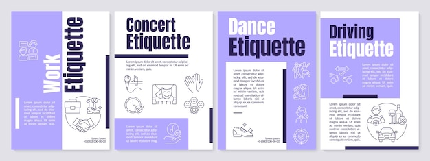 Etiquette types purple brochure template