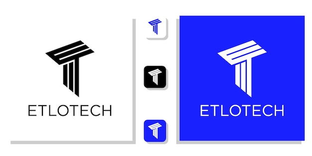 etlotech symbool combinatie initialen alfabet hoofdstad met app-sjabloon