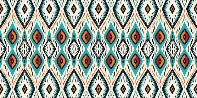 Vector etnisch abstract ikat artcolorful naadloos patroon in tribalfolkborduurwerkkleurrijk etnisch patroon