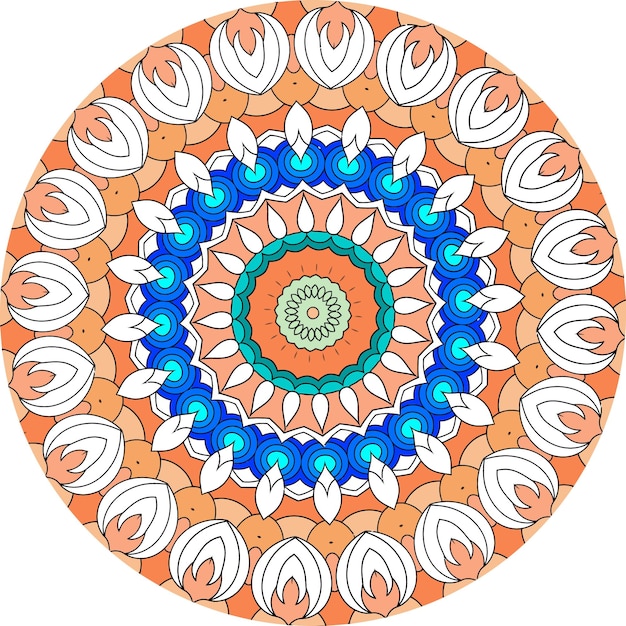 Etnisch helder Mandala-stijl bloemenpatroon.