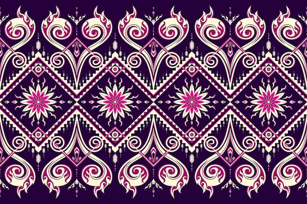 Etnisch ikat oosters patroon op stof, inwikkeling, batik, stof, borduurstijl vector.