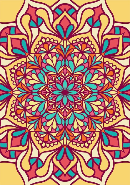 Etnisch mandala rond ornamentpatroon met kleurrijk, mandala vectorachtergrond, decoratief patroon
