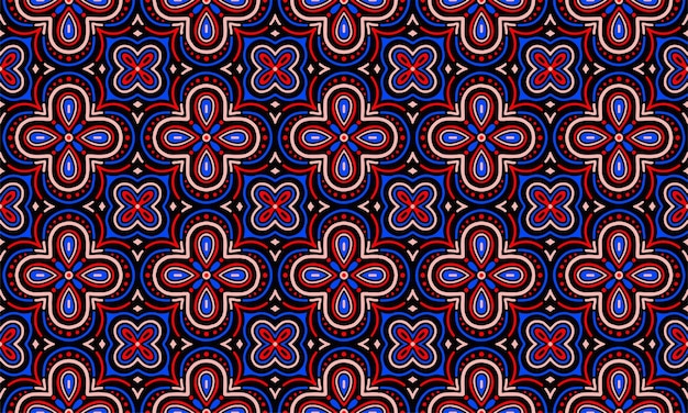 Etnische abstracte achtergrond schattig rood blauw zwart bloem geometrische tribal folk motief oosters patroon