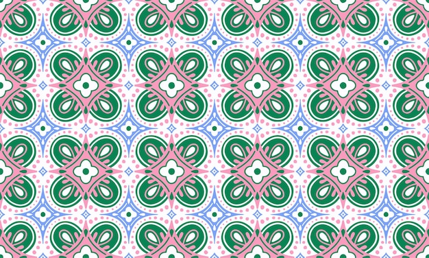 Etnische achtergrond schattig groen blauw roze bloem geometrische tribale motief Arabisch oosters inheems patroon
