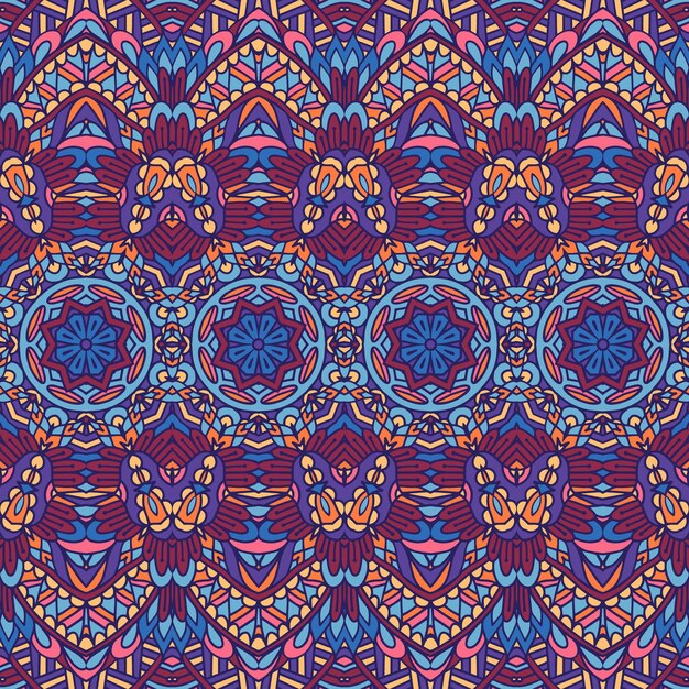 Vector etnische boho geometrische psychedelische kleurrijke print etnische lineart mandala behang