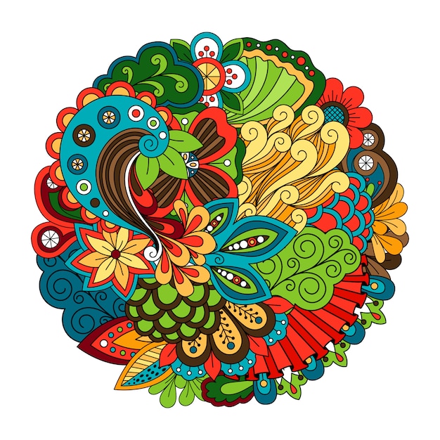 Etnische doodle floral zentangle zoals cirkelpatroon