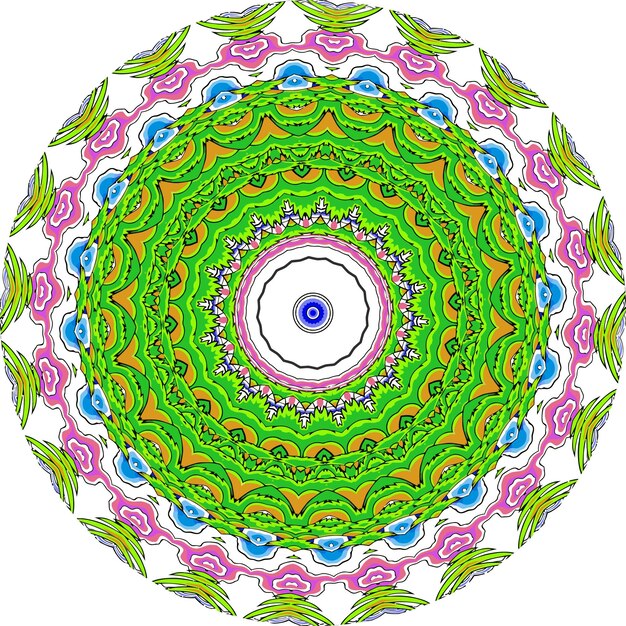 Etnische Mandala Met Kleurrijk Ornament. Felle kleuren. Geïsoleerd.