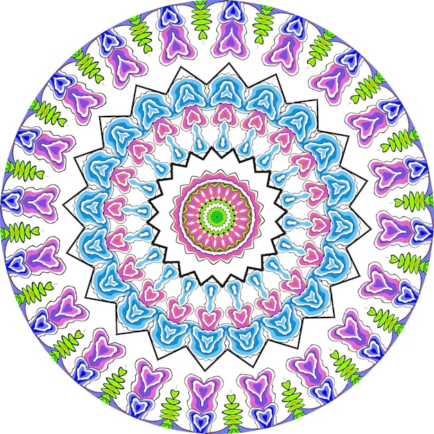 Etnische Mandala Met Kleurrijk Ornament. Felle kleuren. Geïsoleerd.