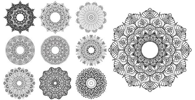 Etnische mandala vector decoratie patroon ontwerpset