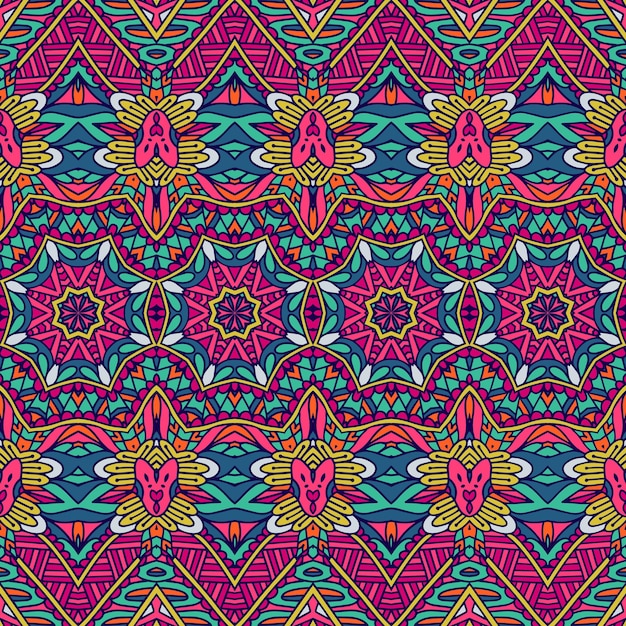 Vector etnische psychedelische kleurrijke stof afdruk mexicaanse indiaanse stijl ontwerp