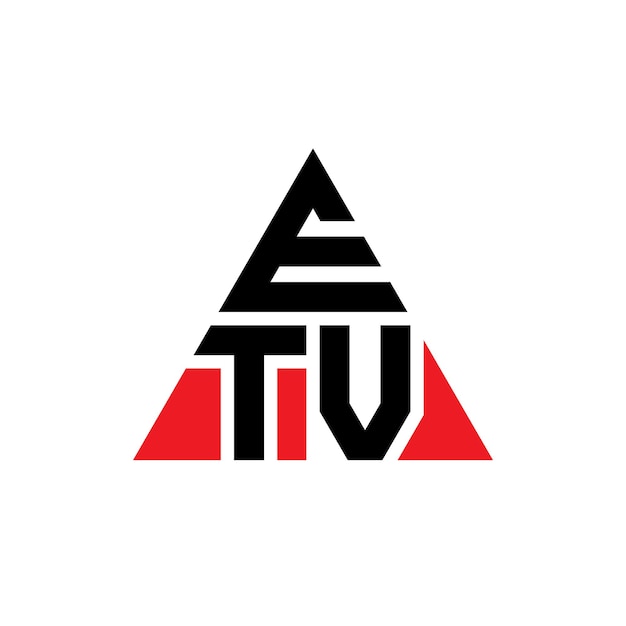 Vector etv triangle letter logo design with triangle shape etv triangle logo design monogram etv triangle vector logo template with red color etv triangular logo simple elegant and luxurious logo