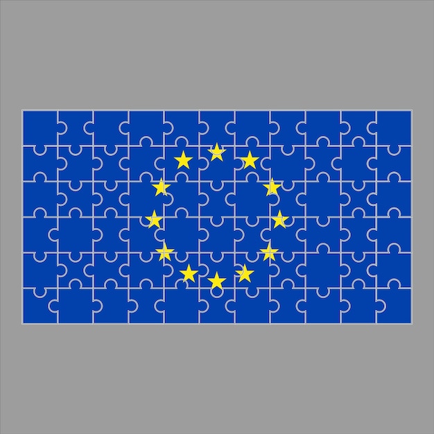 EU flag from puzzles on a gray background