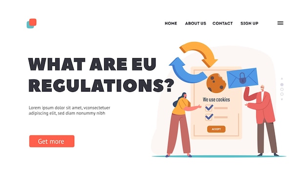 Eu Regulations Landing Page Template Protection Of Personal Information Cookie GDPR Internet Policy Notification