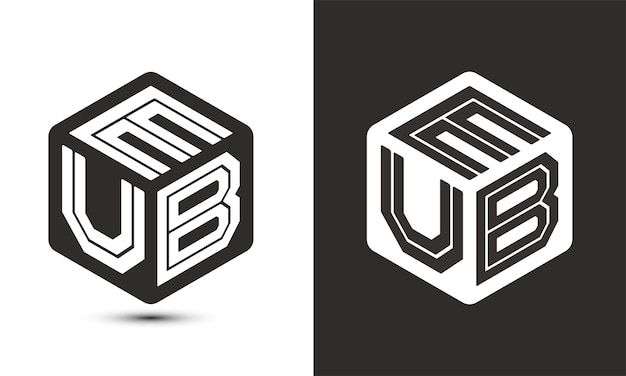 EUB letter logo ontwerp met illustrator kubus logo vector logo moderne alfabet lettertype overlapstijl