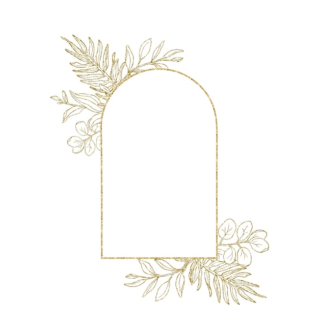 유칼립투스와  ⁇  라인 아트 금빛 반 ⁇ 이는 잎 보호 프레임 카드 또는 초대  ⁇ 터 일러스트레이션 백색 바탕에 고립