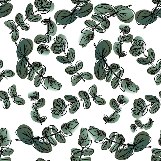 Eucalyptus branch color seamless pattern Vector illustration for wrapping and textile