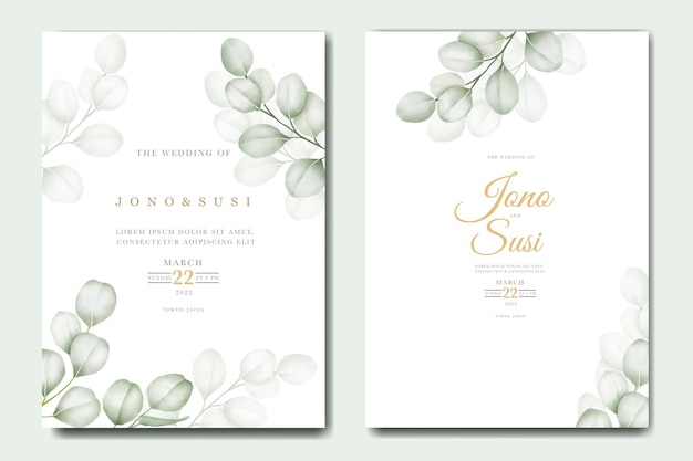 Vector eucalyptus greenery wedding invitation template