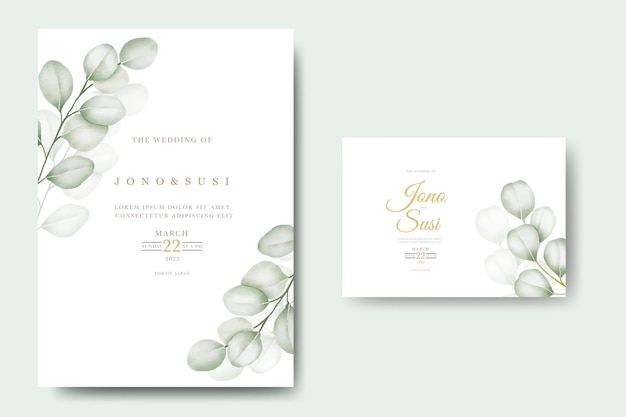 Vector eucalyptus greenery wedding invitation template