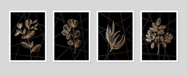 Eucalyptus hand Painted Illustrations for Wall Decoration minimalist flower in sketch style