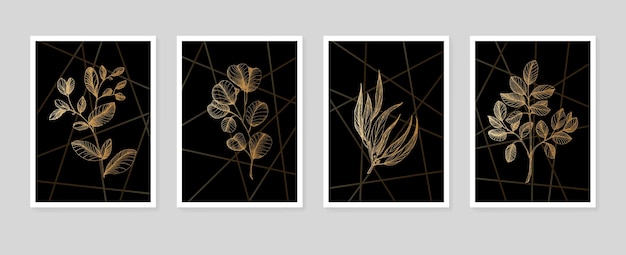 eucalyptus hand painted illustrations for wall decoration minimalist flower in sketch style