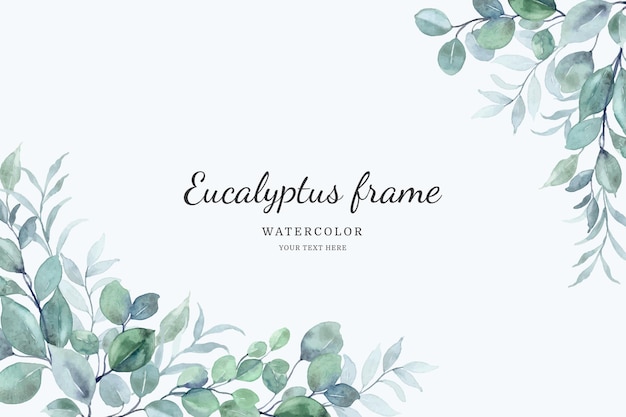 Eucalyptus laat frame achtergrond met aquarel