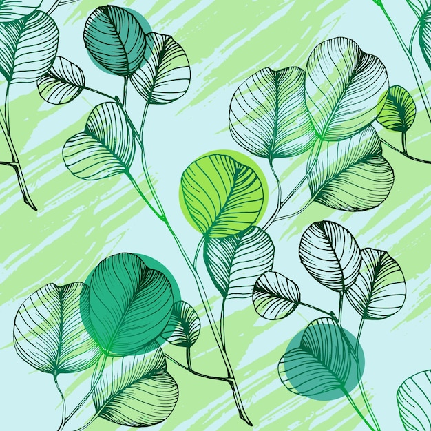 Vettore eucalyptus seamless pattern