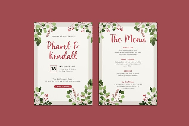 Eucas Leaf Wedding Invitation Template