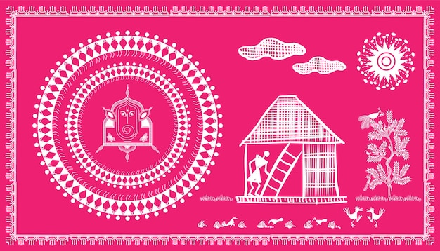 Euphoria of indian serenity warli painting embracing natures delightful happiness