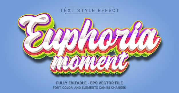 Вектор Эффект стиля текста euphoria moment редактируемый графический текстовый шаблон