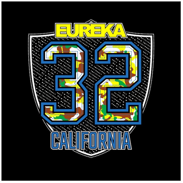 Eureka california 32 number army pattern typography design in vector illustration