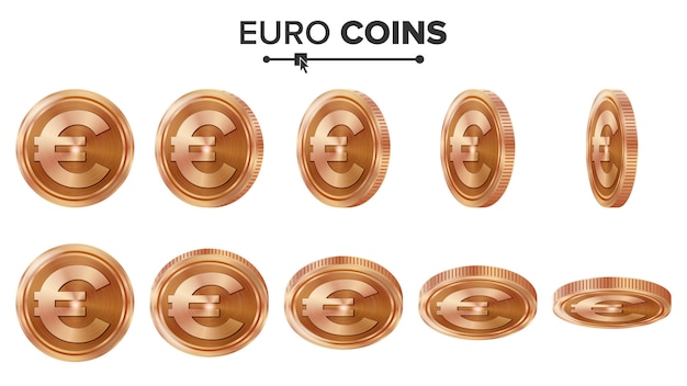 Евро 3d медные монеты