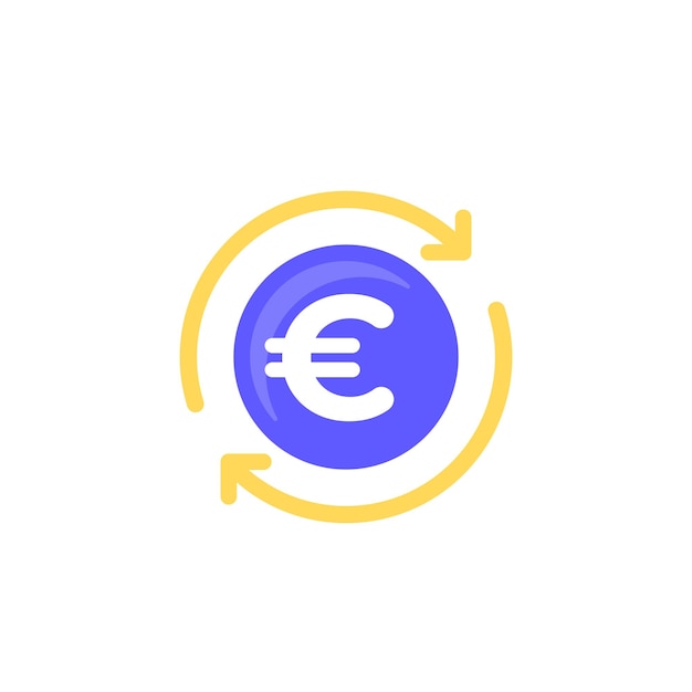 Значок кэшбэка евро, вектор линии